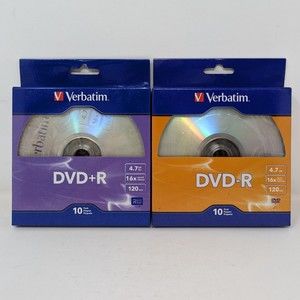 Verbatim DVD-R Pack of 10 And Verbatim DVD+R Pack Of 10 4.7 GB 120 Minutes New
